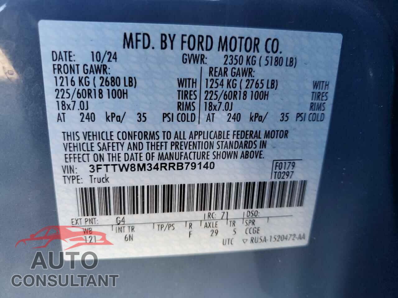 FORD MAVERICK L 2024 - 3FTTW8M34RRB79140