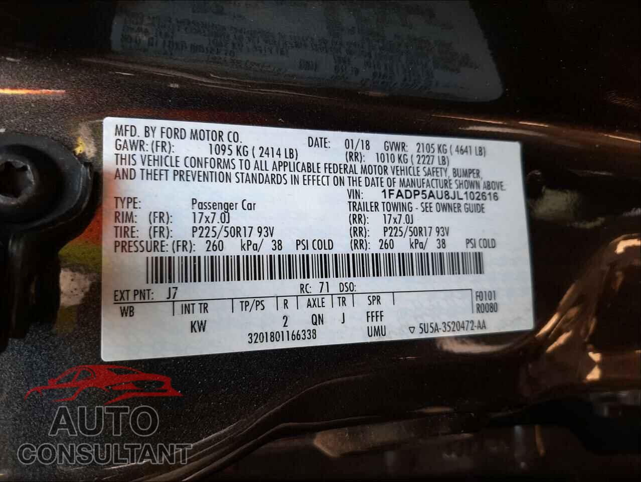 FORD CMAX 2018 - 1FADP5AU8JL102616