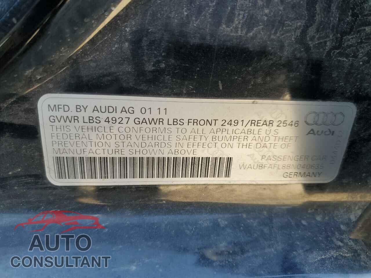 AUDI A4 2011 - WAUBFAFL8BN040635