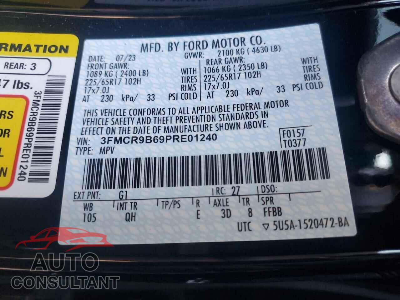 FORD BRONCO 2023 - 3FMCR9B69PRE01240