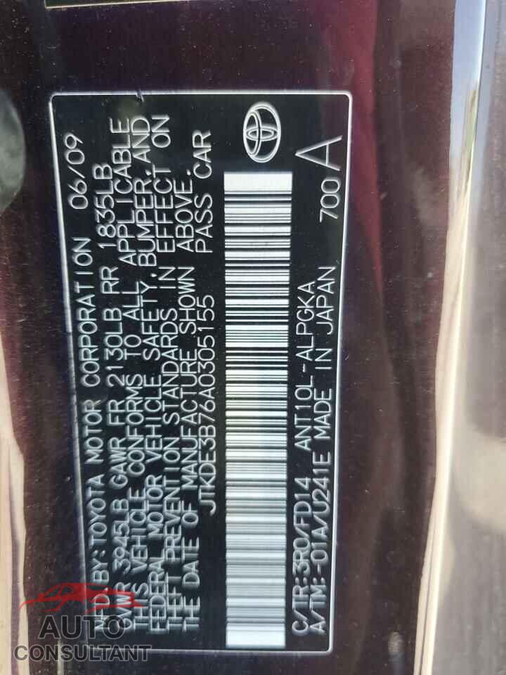 TOYOTA SCION 2010 - JTKDE3B76A0305155