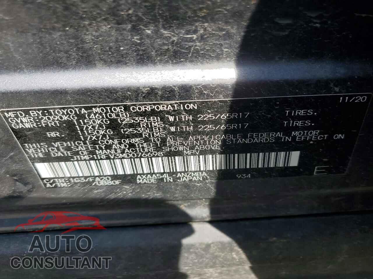 TOYOTA RAV4 2021 - JTMP1RFV3MD076698