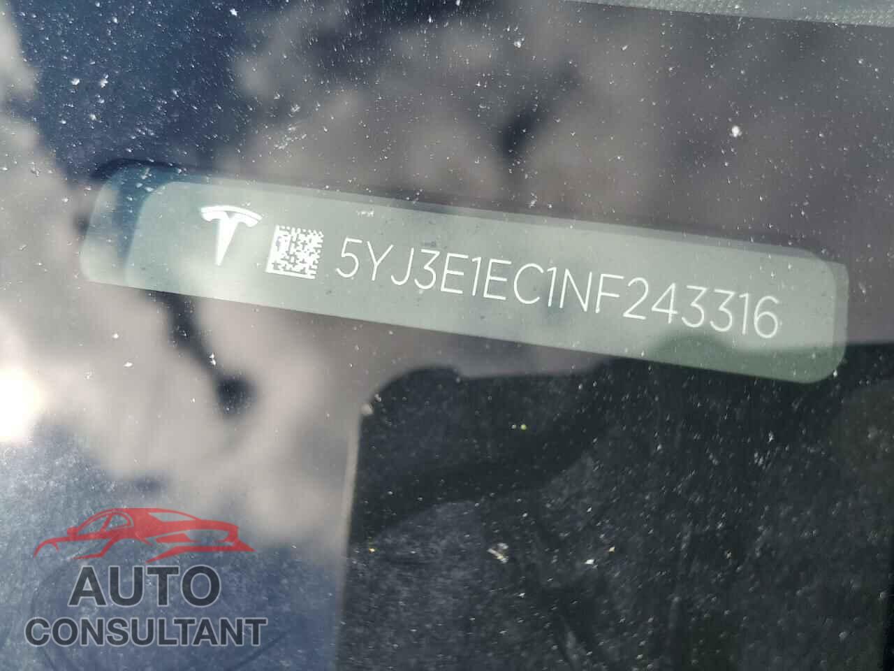TESLA MODEL 3 2022 - 5YJ3E1EC1NF243316