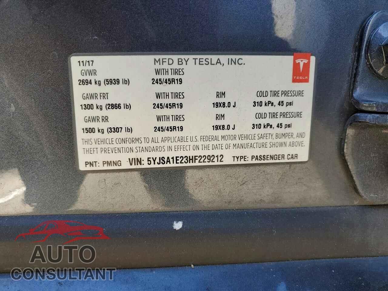 TESLA MODEL S 2017 - 5YJSA1E23HF229212