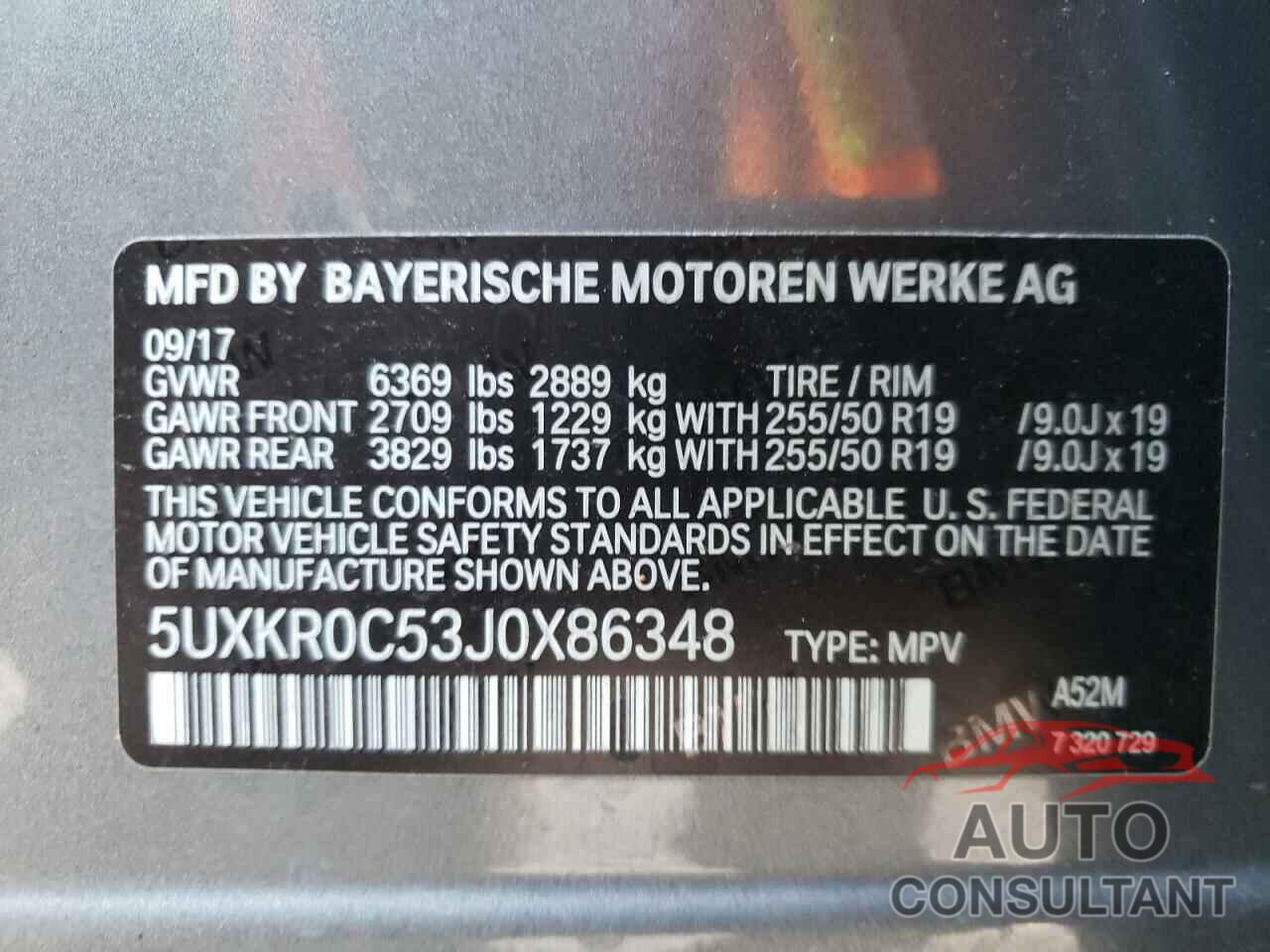BMW X5 2018 - 5UXKR0C53J0X86348