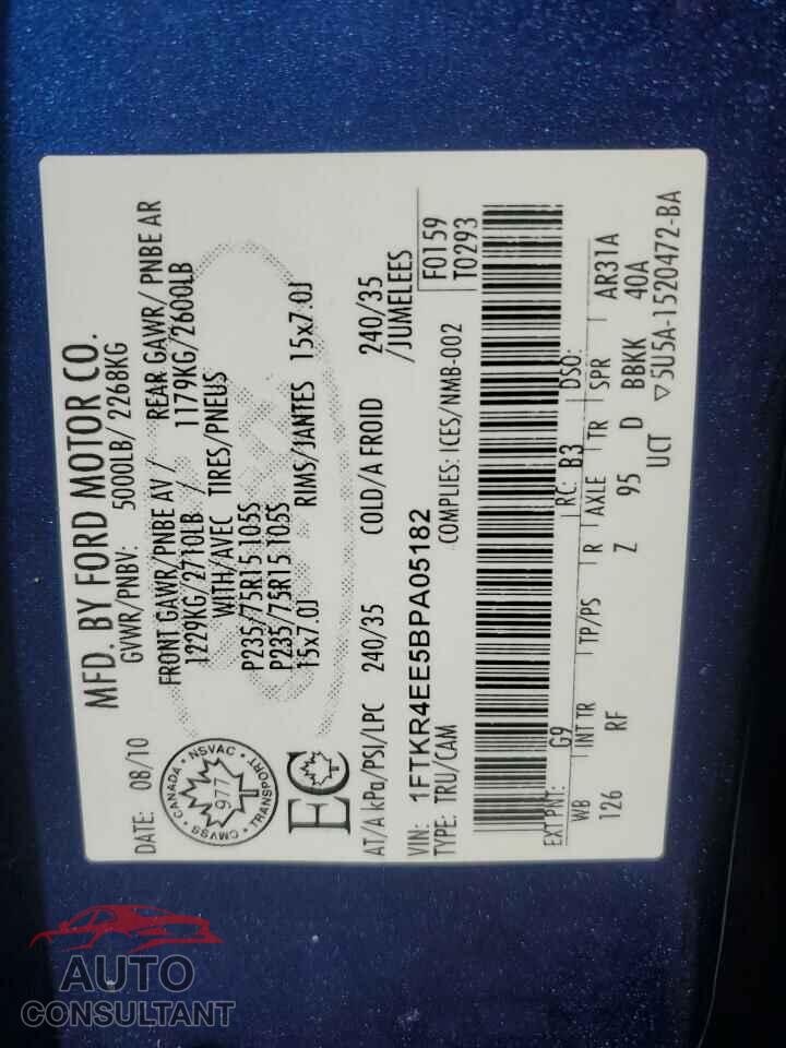 FORD RANGER 2011 - 1FTKR4EE5BPA05182