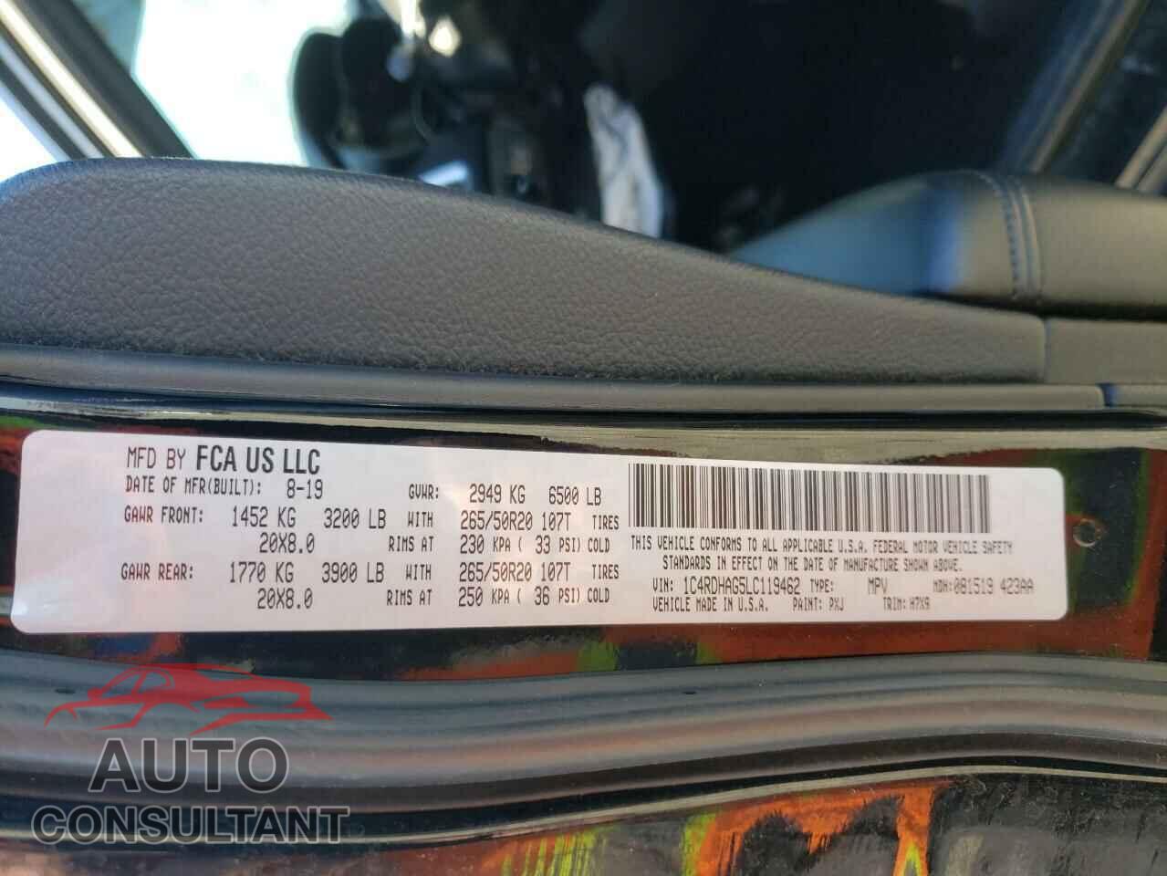 DODGE DURANGO 2020 - 1C4RDHAG5LC119462