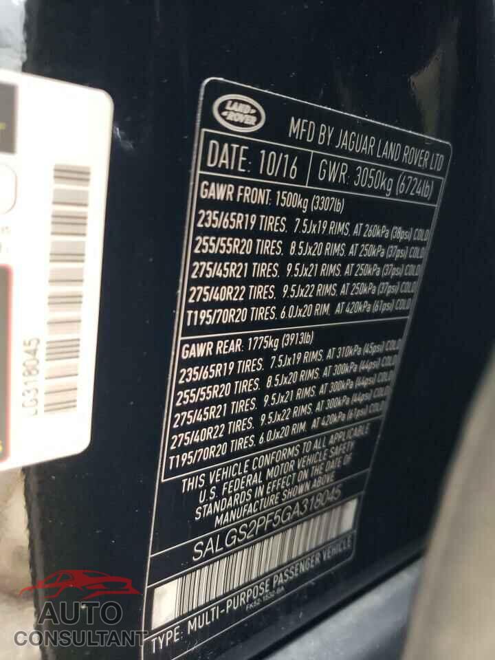 LAND ROVER RANGEROVER 2016 - SALGS2PF5GA318045