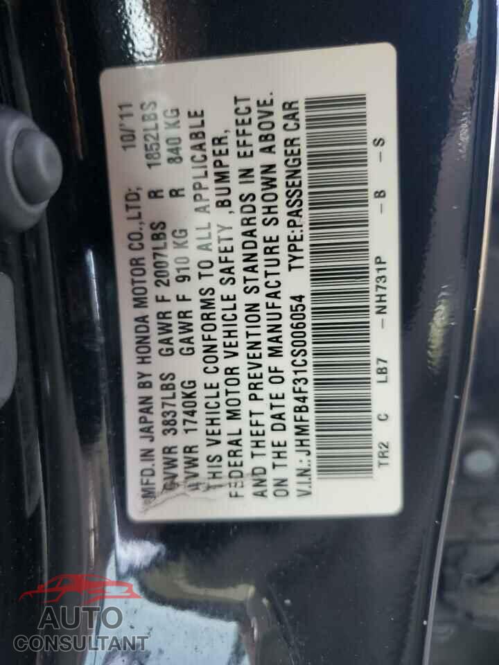 HONDA CIVIC 2012 - JHMFB4F31CS006054