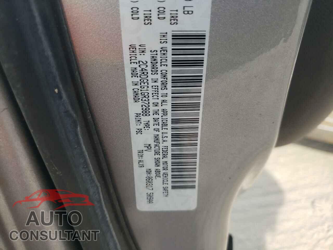 DODGE GRAND CARA 2016 - 2C4RDGEG1GR372988