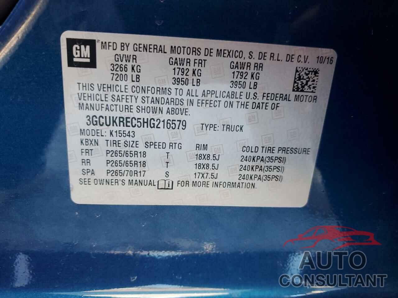 CHEVROLET ALL Models 2017 - 3GCUKREC5HG216579