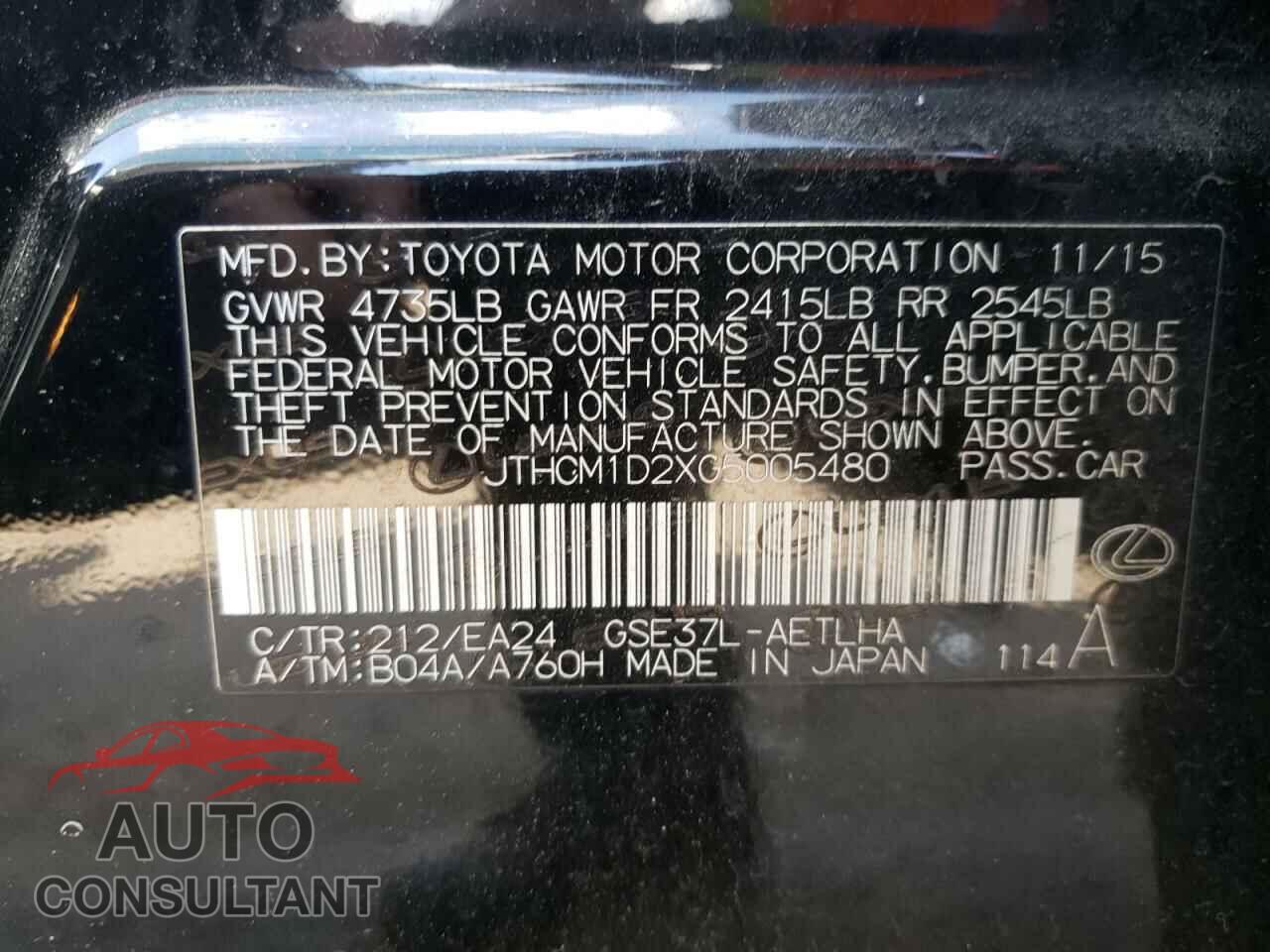 LEXUS IS 2016 - JTHCM1D2XG5005480