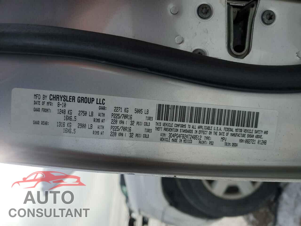 DODGE JOURNEY 2010 - 3D4PG4FB2AT248512