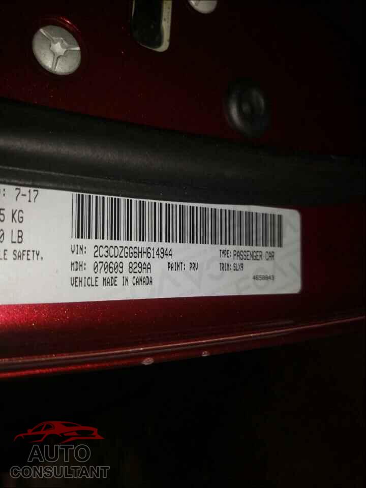DODGE CHALLENGER 2017 - 2C3CDZGG6HH614944