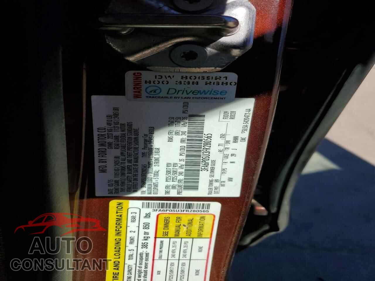 FORD FUSION 2015 - 3FA6P0SU3FR280565