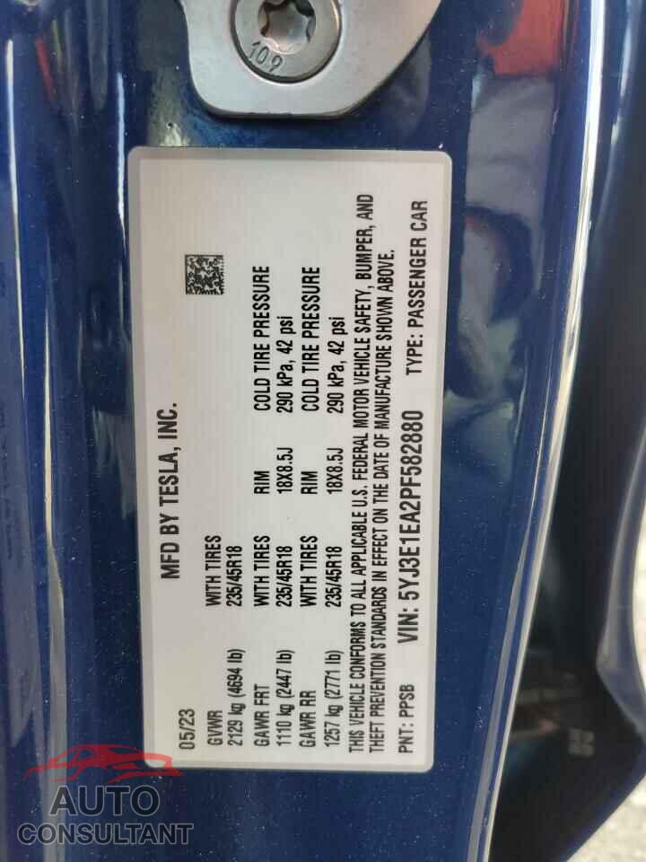 TESLA MODEL 3 2023 - 5YJ3E1EA2PF582880