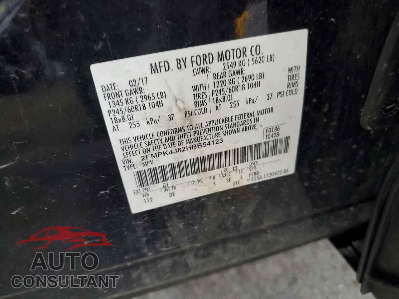 FORD EDGE 2017 - 2FMPK4J82HBB54123