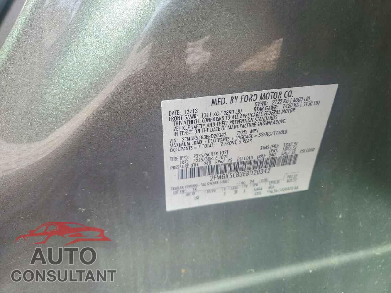 FORD FLEX 2014 - 2FMGK5C83EBD20342