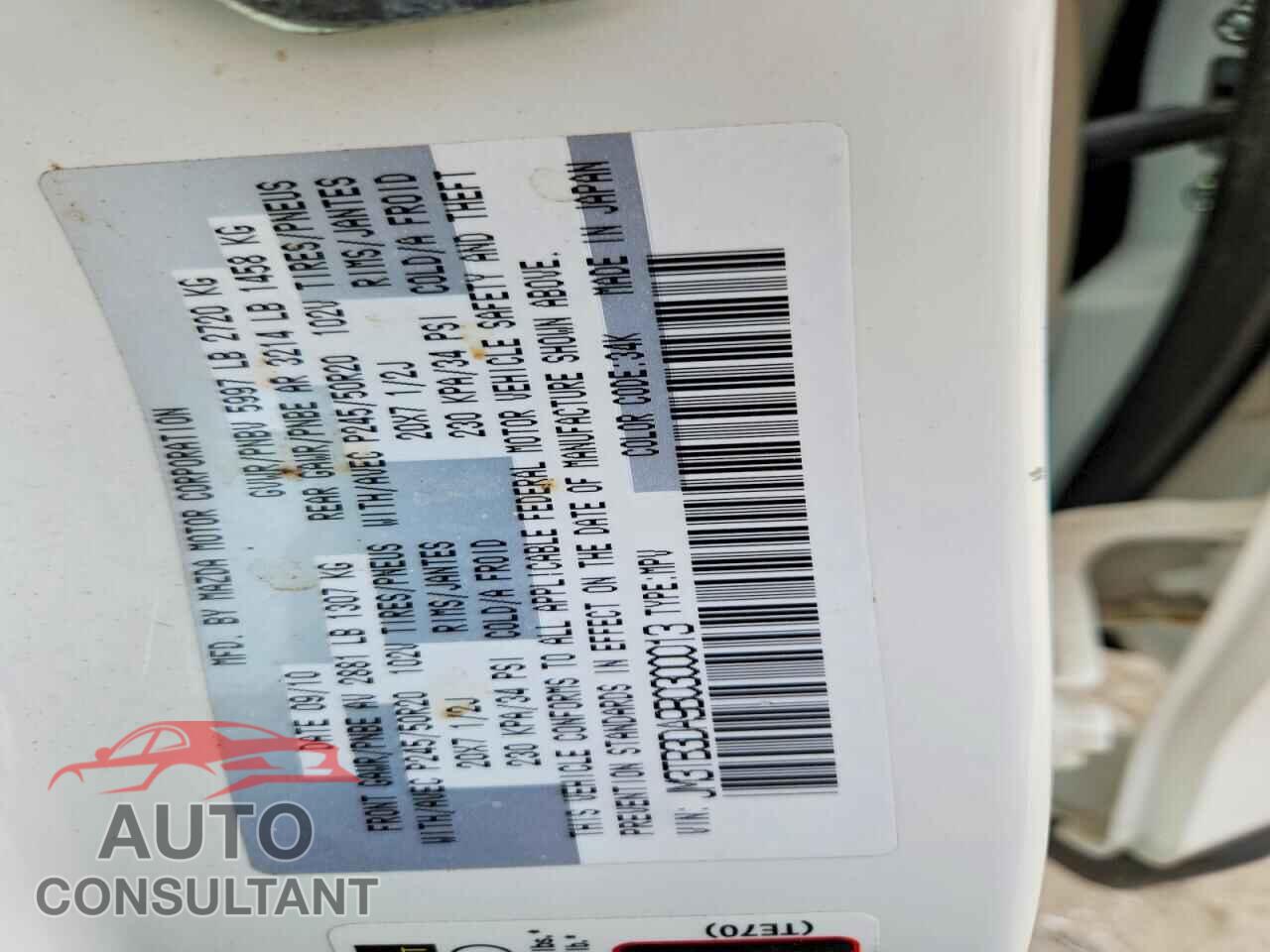 MAZDA CX-9 2011 - JM3TB3DA9B0300013