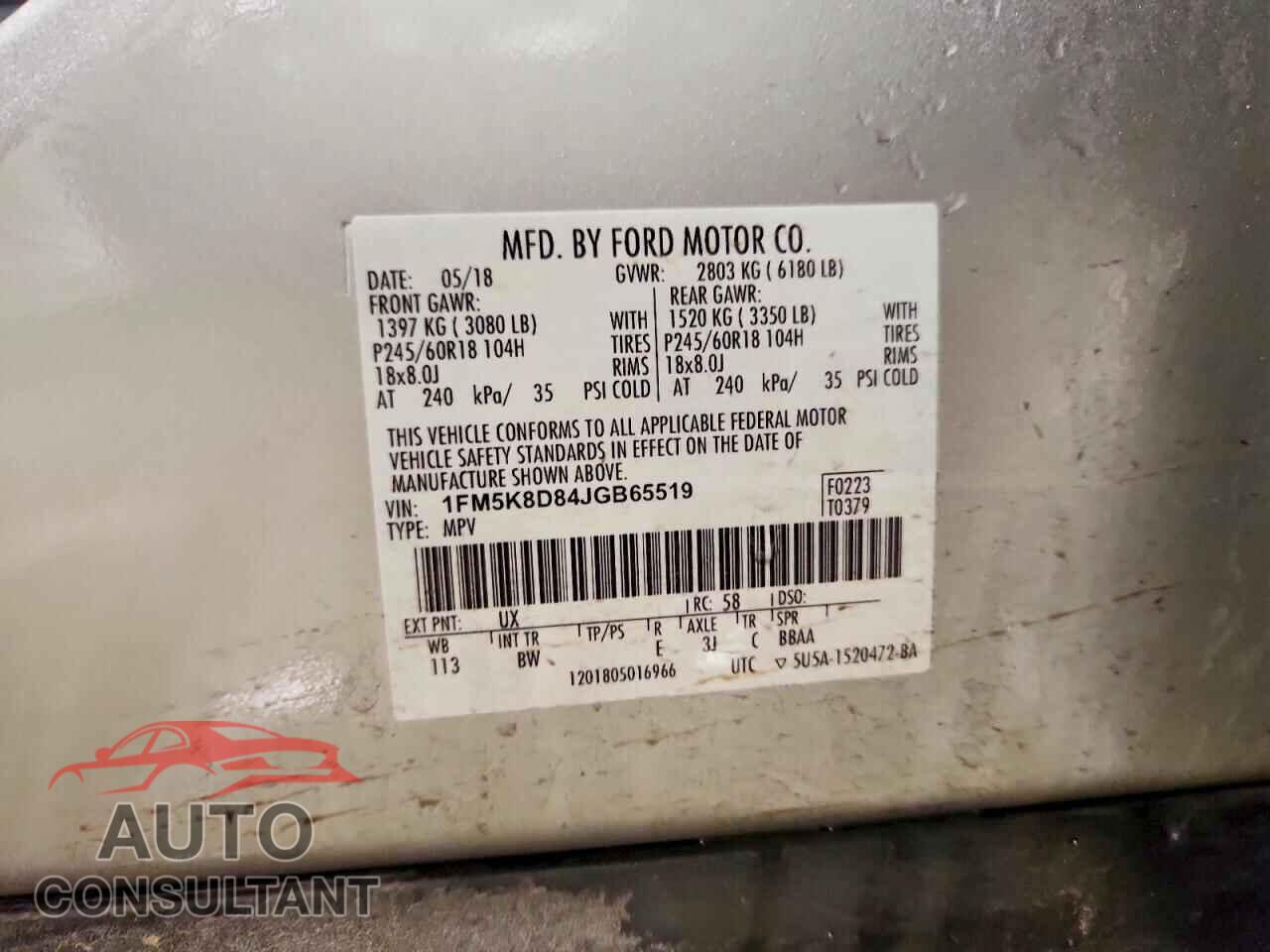 FORD EXPLORER 2018 - 1FM5K8D84JGB65519