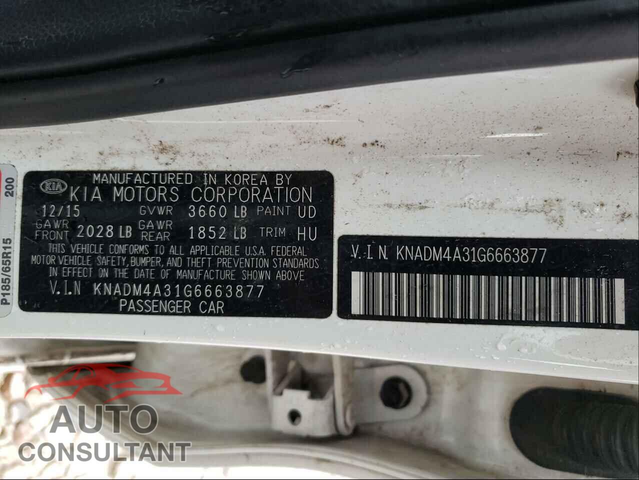 KIA RIO 2016 - KNADM4A31G6663877