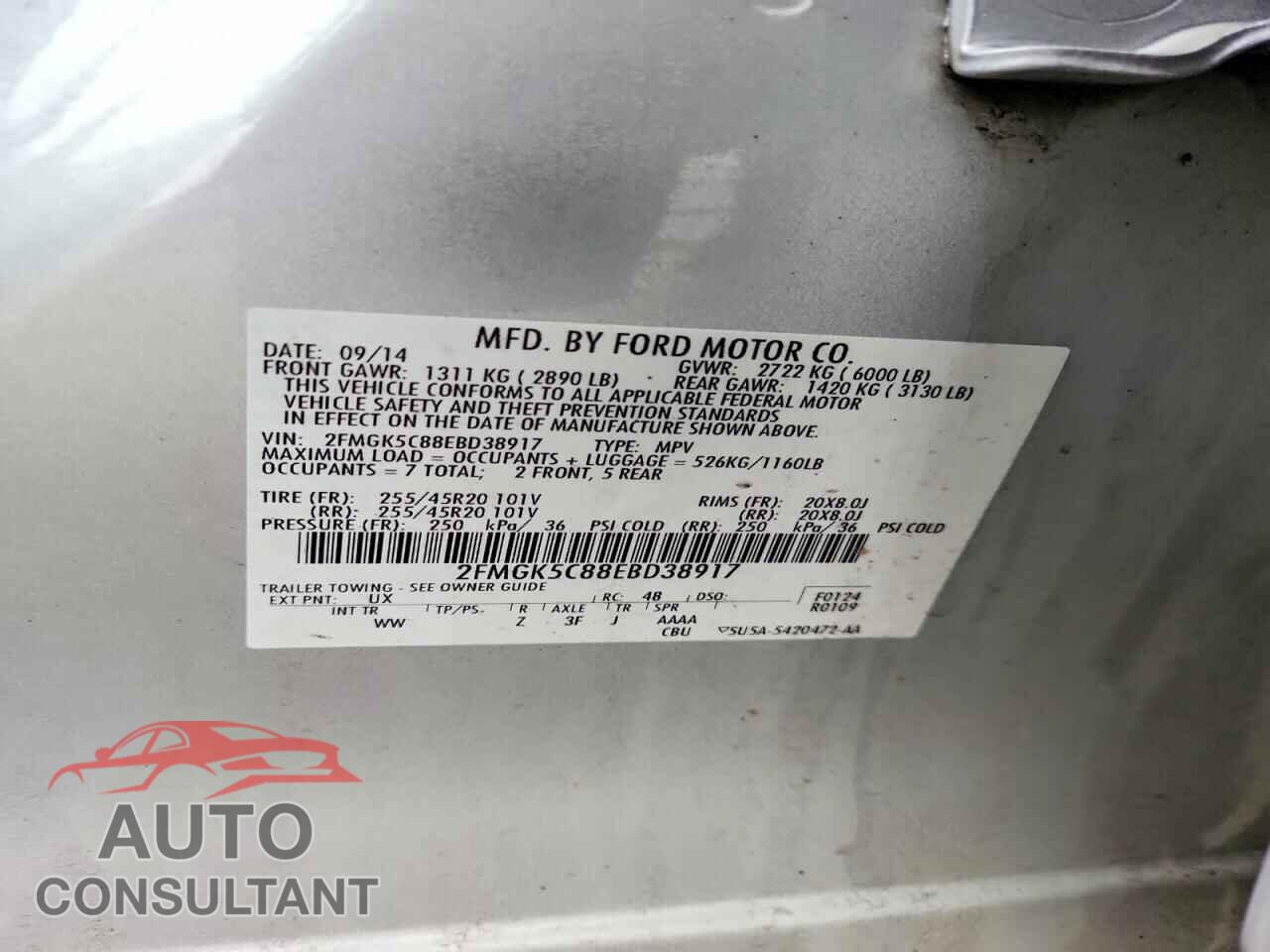 FORD FLEX 2014 - 2FMGK5C88EBD38917