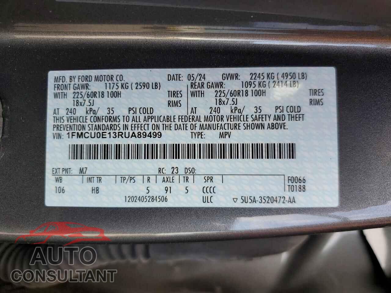 FORD ESCAPE 2024 - 1FMCU0E13RUA89499