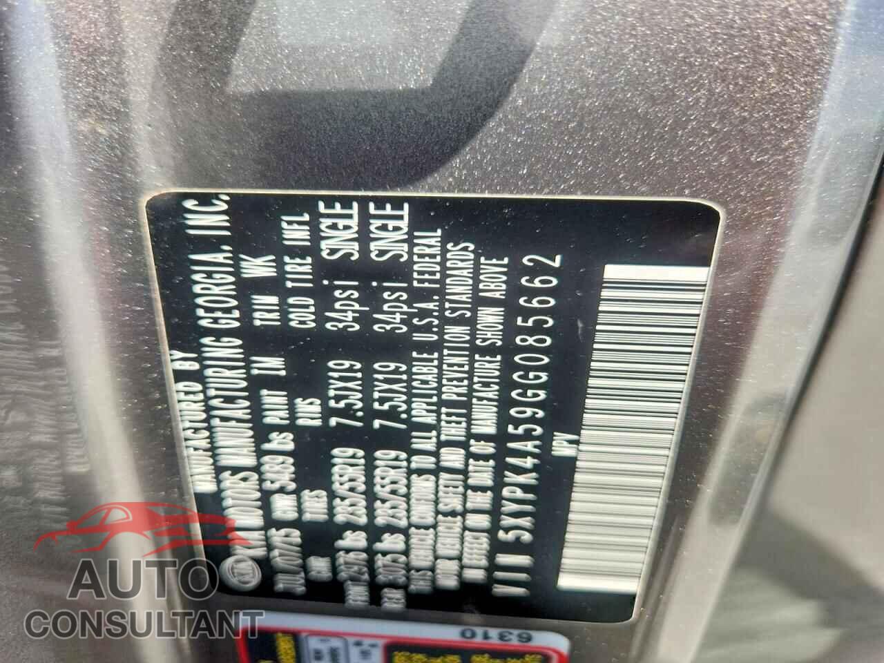 KIA SORENTO 2016 - 5XYPK4A59GG085662
