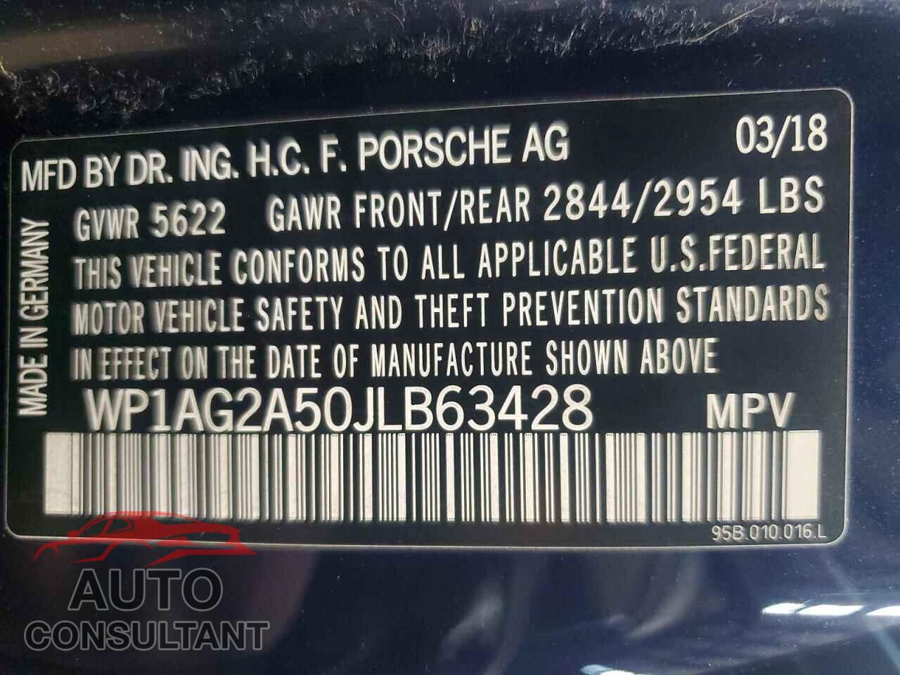 PORSCHE MACAN 2018 - WP1AG2A50JLB63428