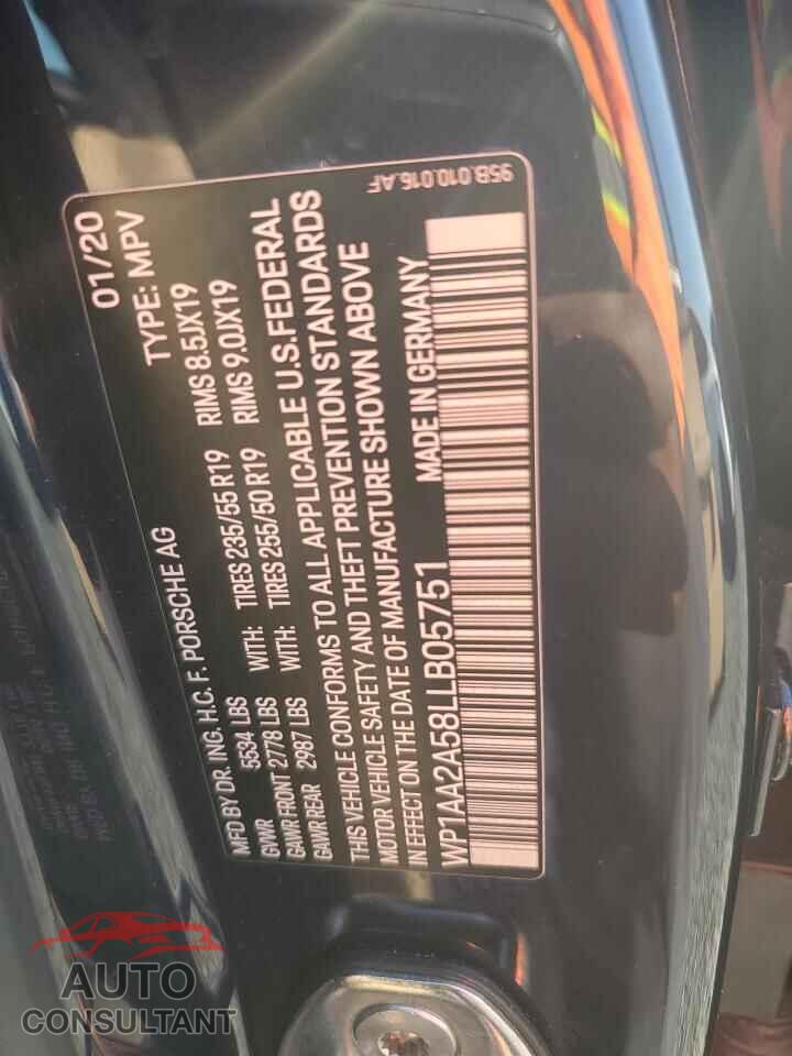 PORSCHE MACAN 2020 - WP1AA2A58LLB05751