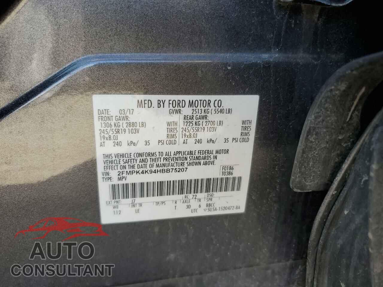 FORD EDGE 2017 - 2FMPK4K94HBB75207