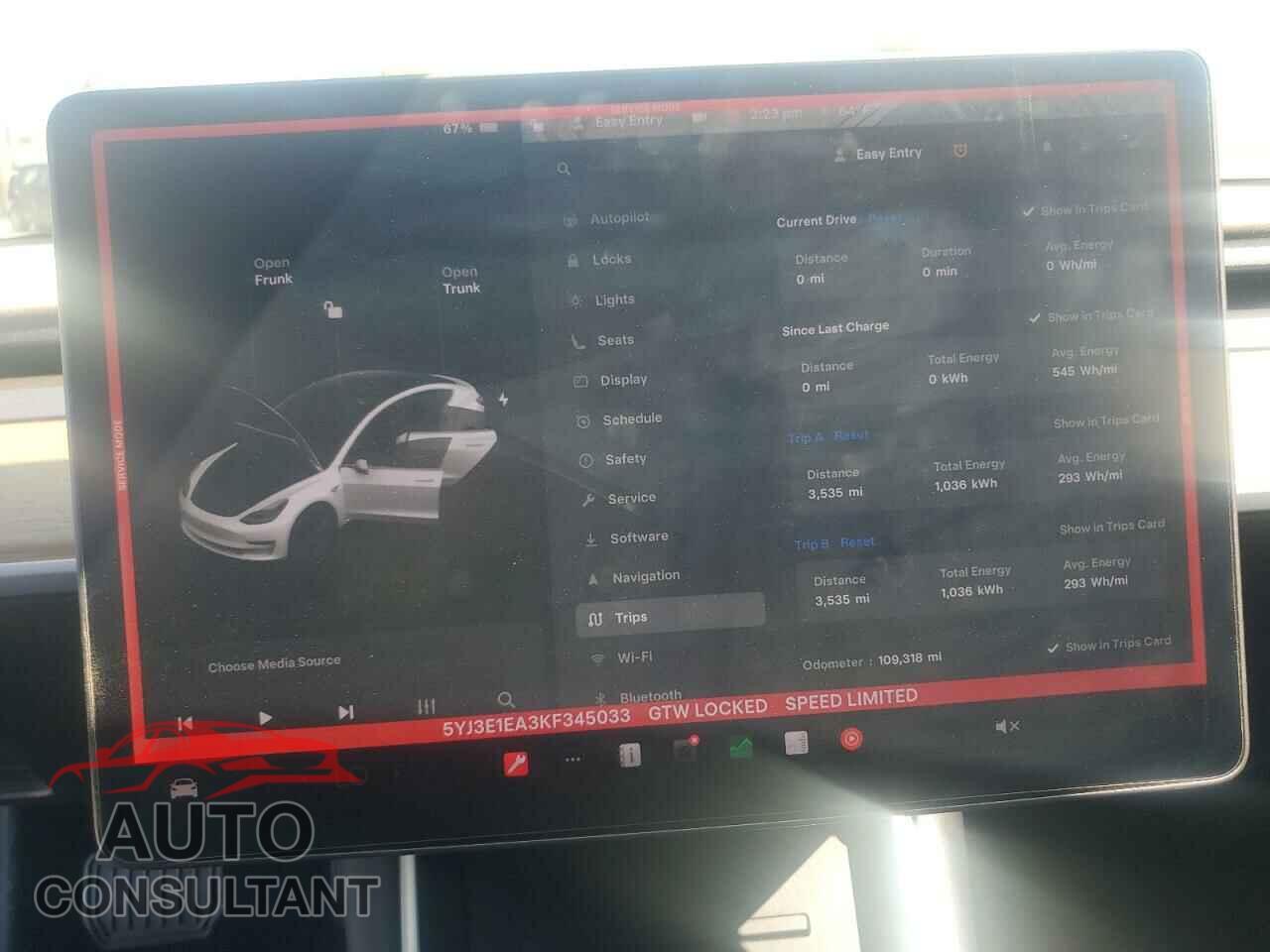 TESLA MODEL 3 2019 - 5YJ3E1EA3KF345033