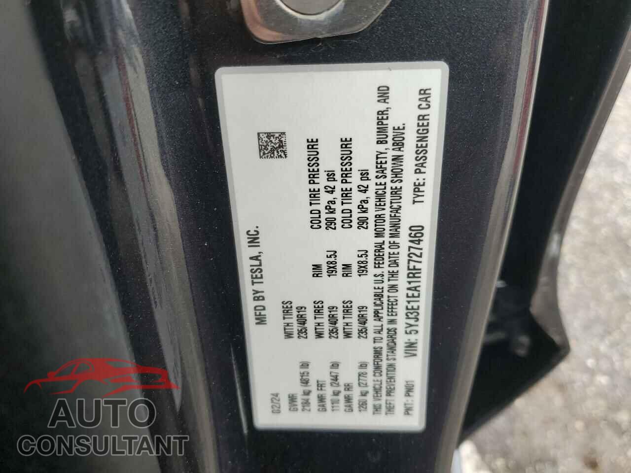 TESLA MODEL 3 2024 - 5YJ3E1EA1RF727460