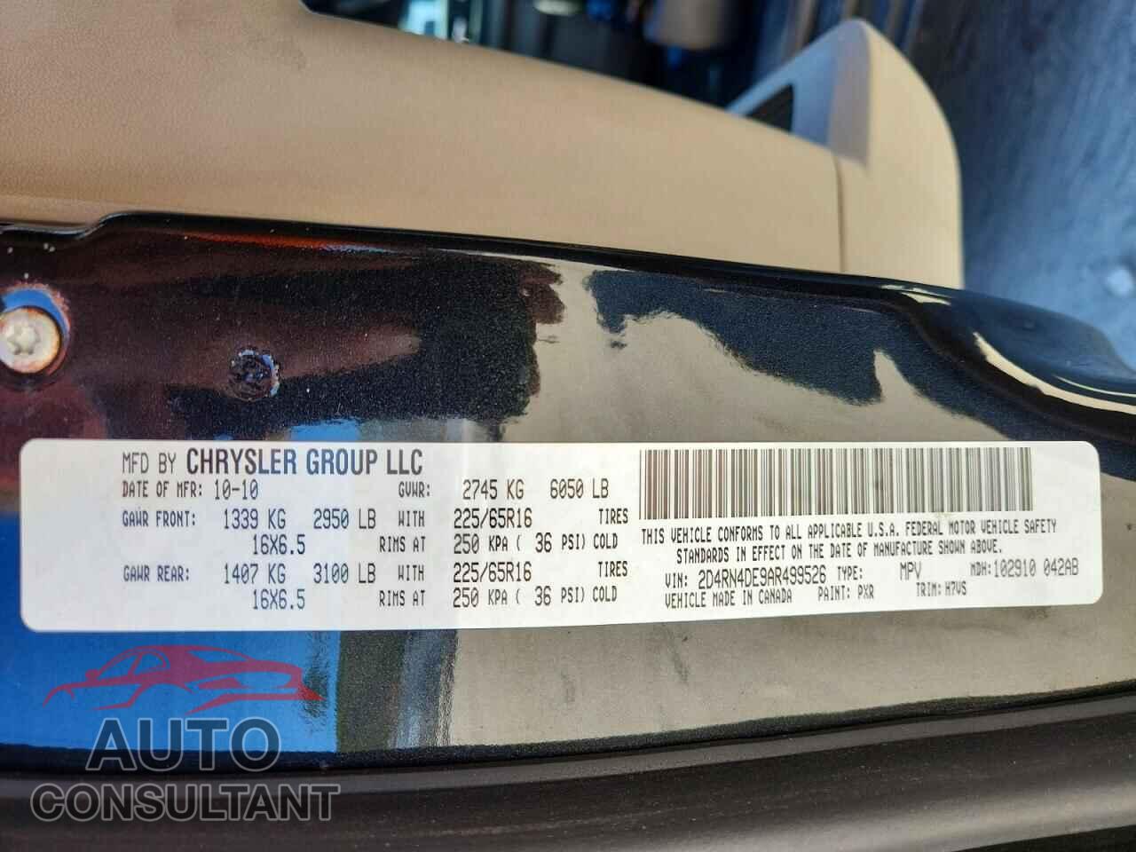 DODGE CARAVAN 2010 - 2D4RN4DE9AR499526