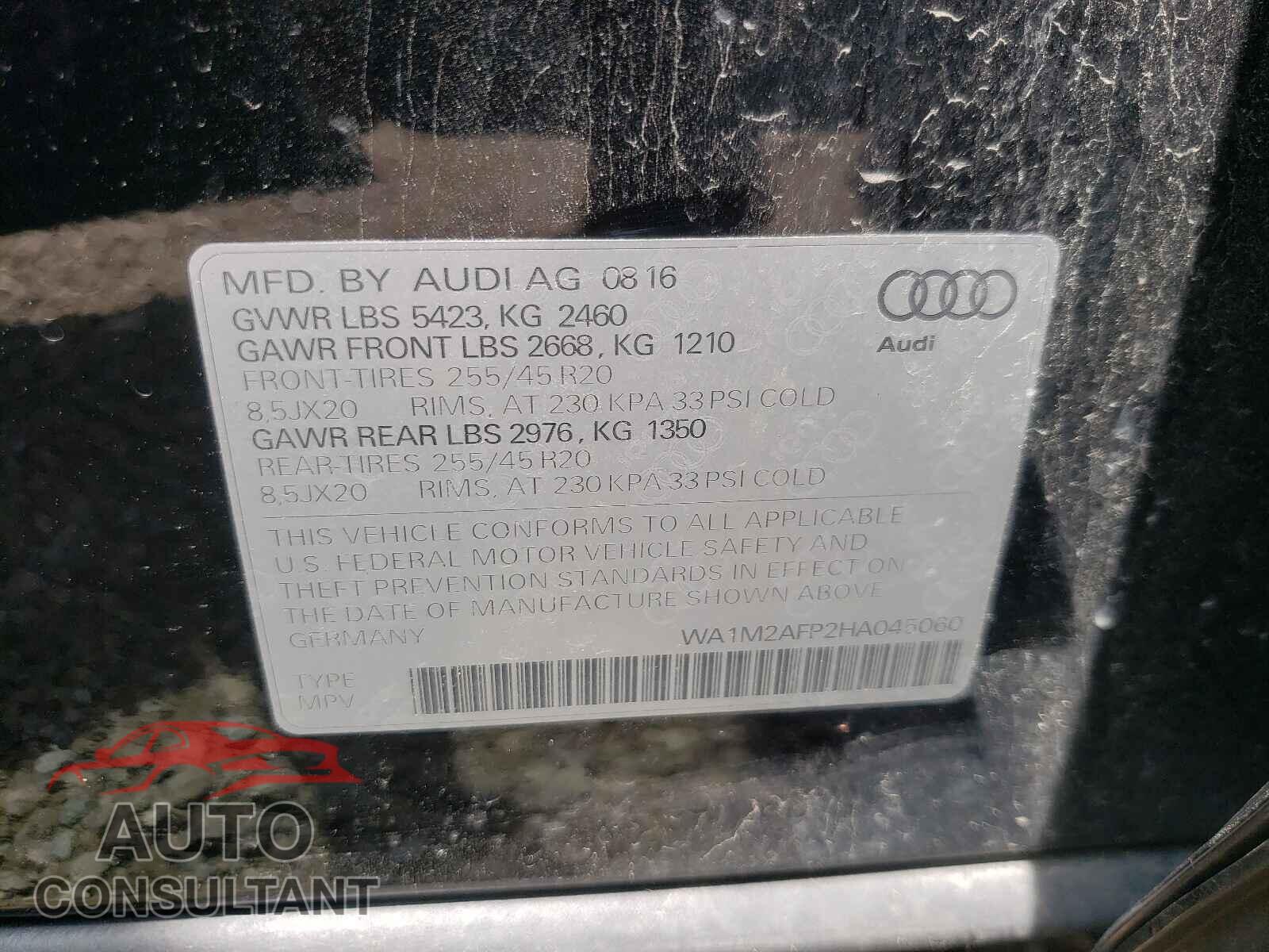 AUDI Q5 2017 - WA1M2AFP2HA045060