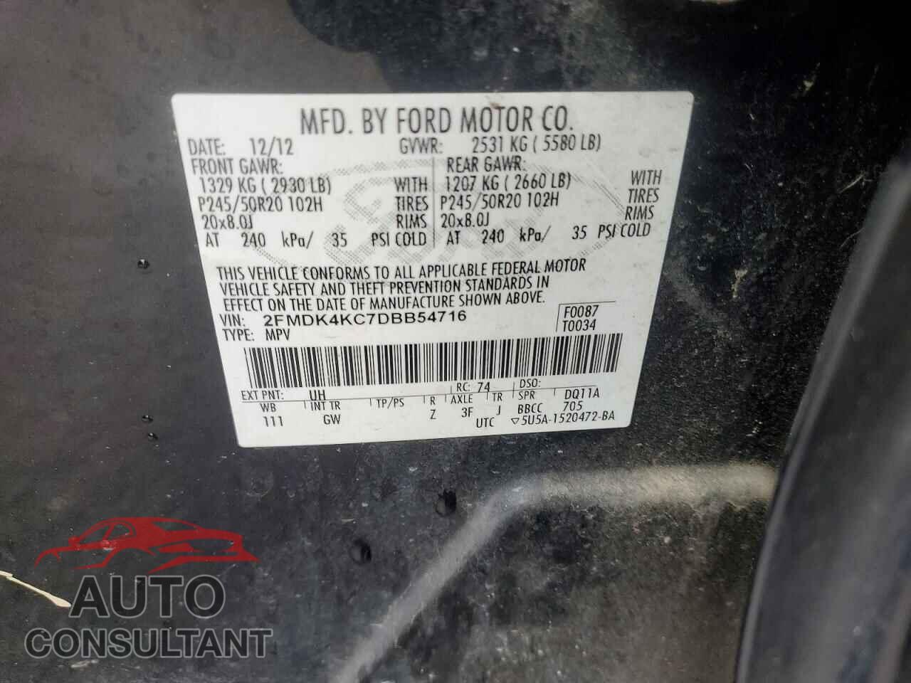 FORD EDGE 2013 - 2FMDK4KC7DBB54716