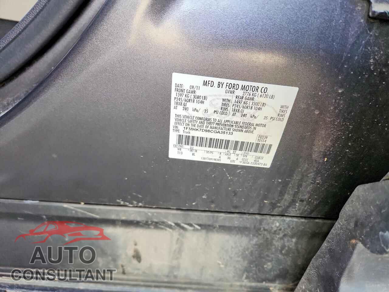 FORD EXPLORER 2012 - 1FMHK7D98CGA35133