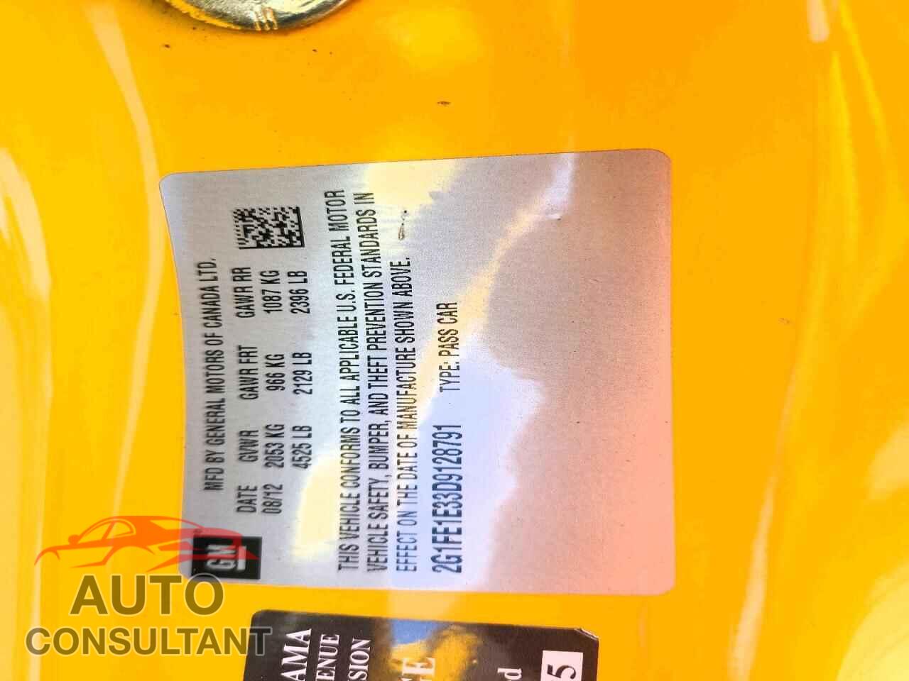 CHEVROLET CAMARO 2013 - 2G1FE1E33D9128791