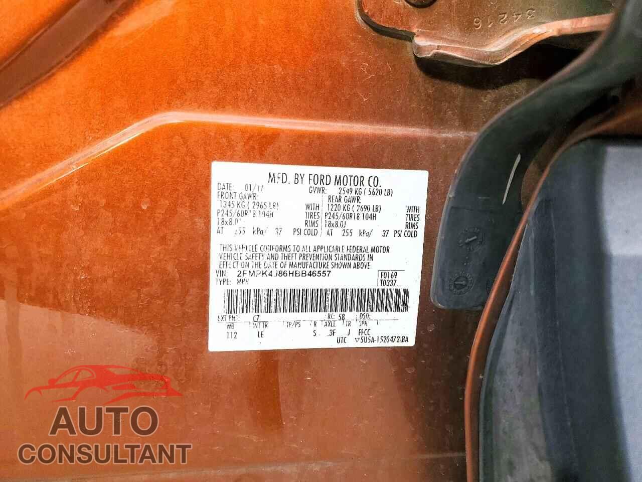 FORD EDGE 2017 - 2FMPK4J86HBB46557