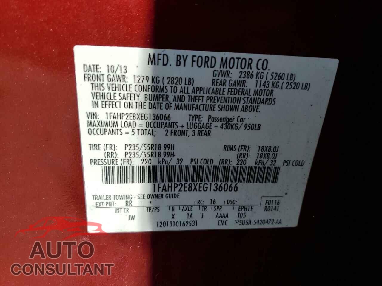 FORD TAURUS 2014 - 1FAHP2E8XEG136066