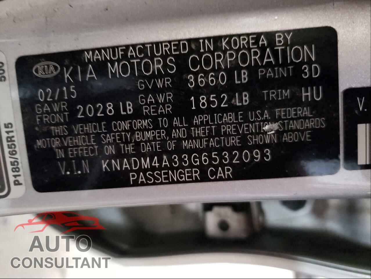 KIA RIO 2016 - KNADM4A33G6532093