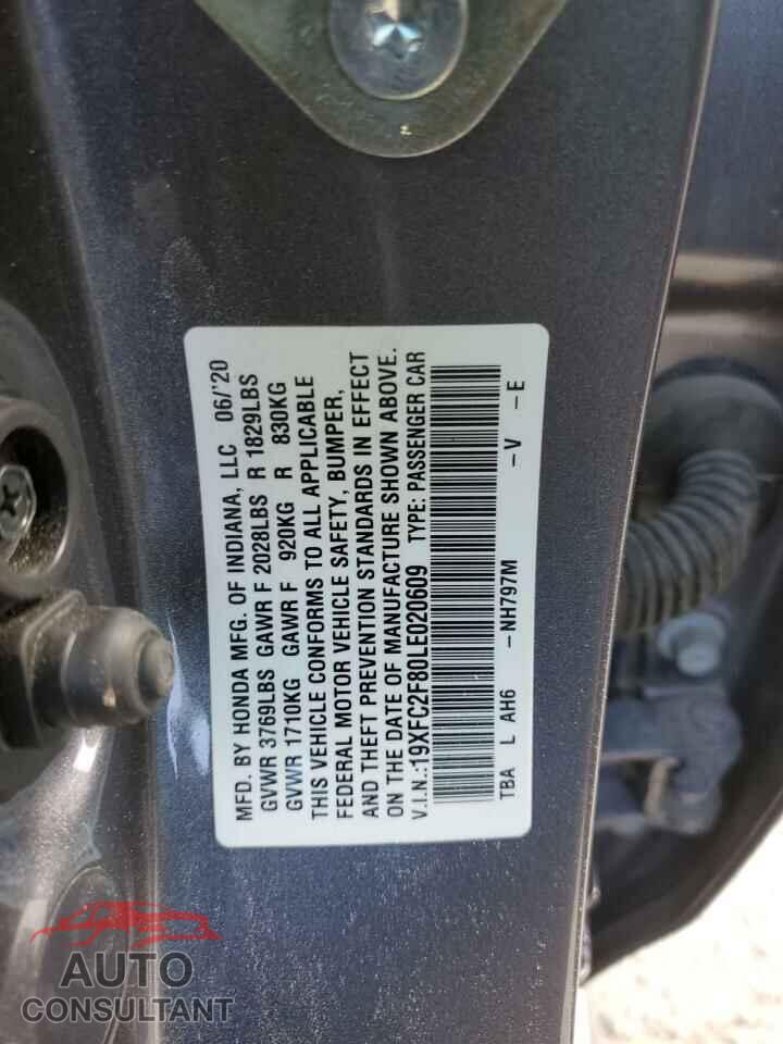HONDA CIVIC 2020 - 19XFC2F80LE020609