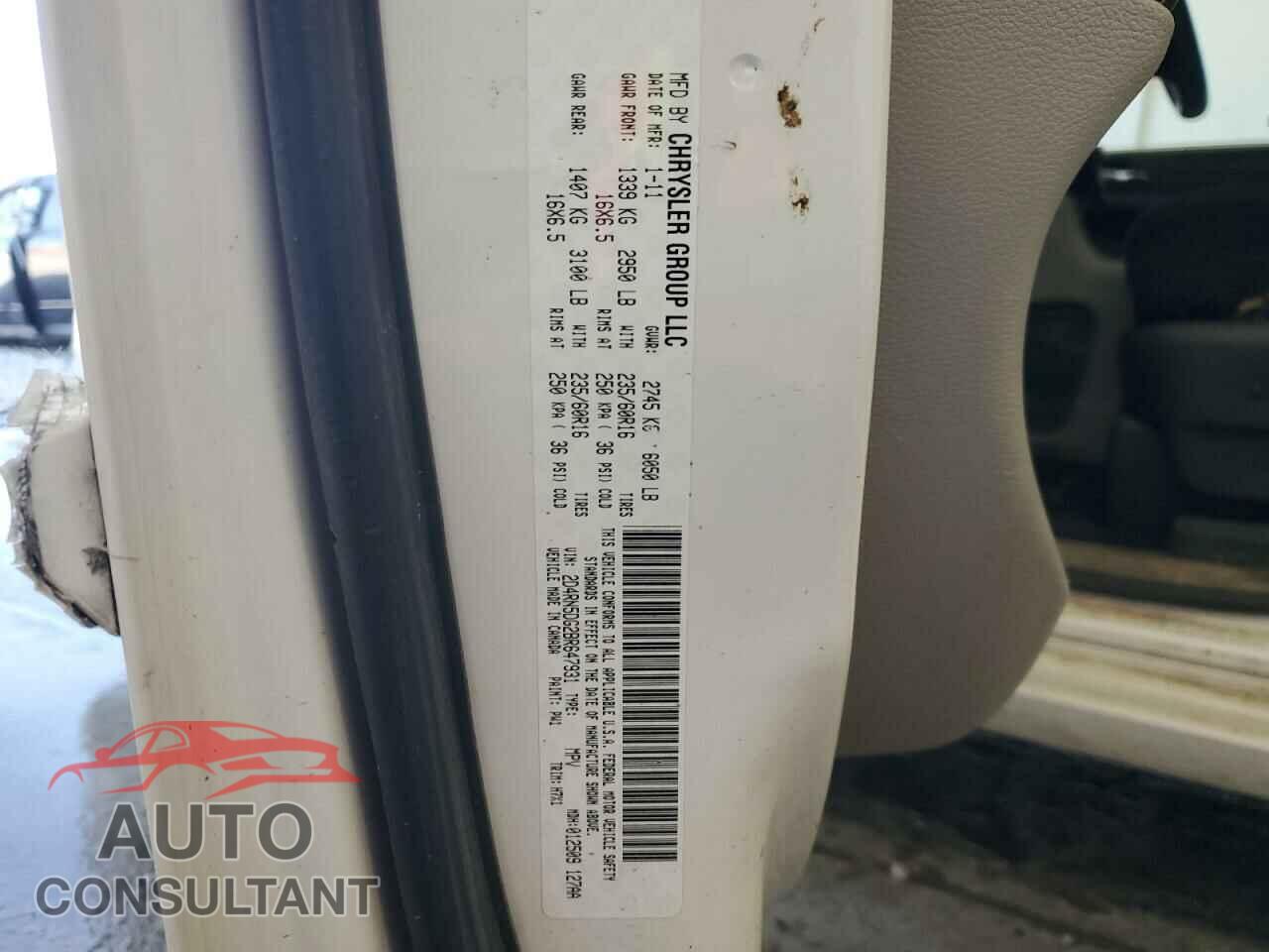 DODGE CARAVAN 2011 - 2D4RN5DG2BR647931
