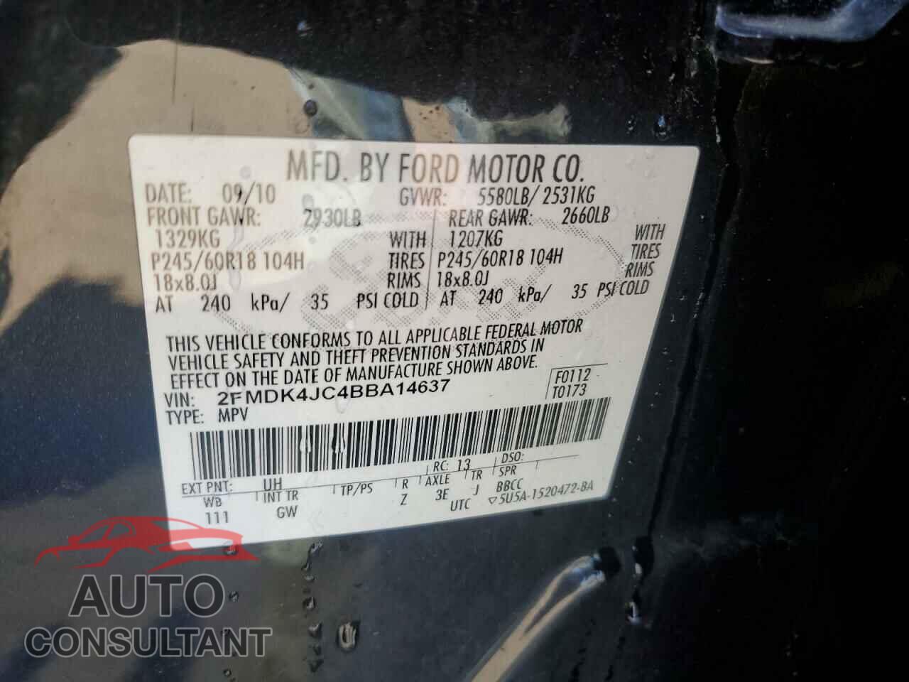 FORD EDGE 2011 - 2FMDK4JC4BBA14637