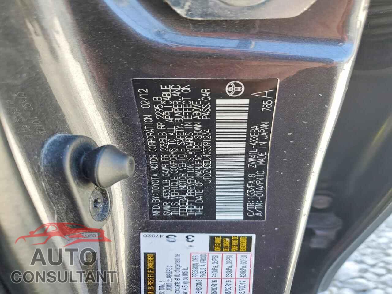 TOYOTA PRIUS 2012 - JTDZN3EU4C3091234