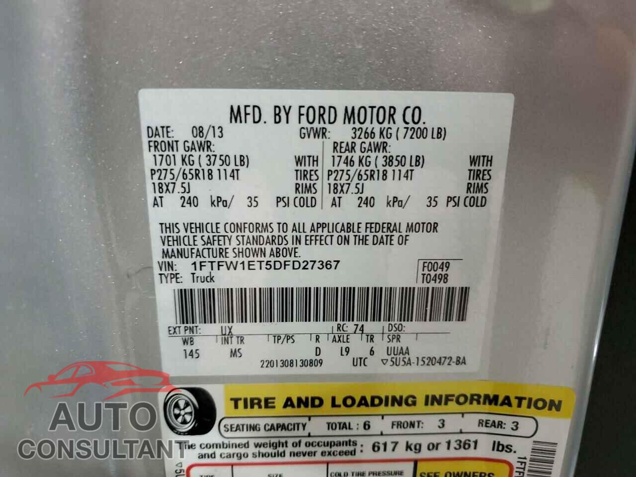 FORD F-150 2013 - 1FTFW1ET5DFD27367