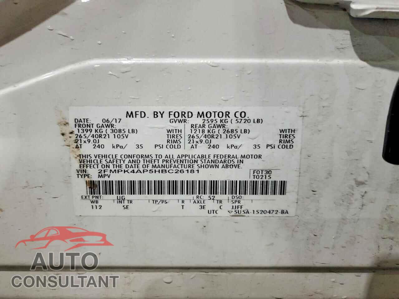 FORD EDGE 2017 - 2FMPK4AP5HBC26181