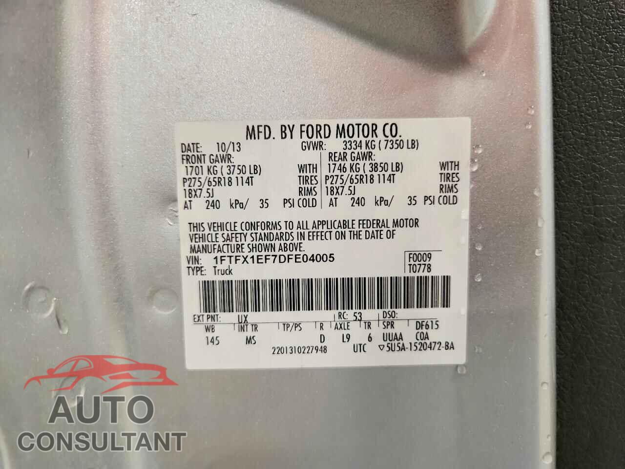 FORD F150 2013 - 1FTFX1EF7DFE04005