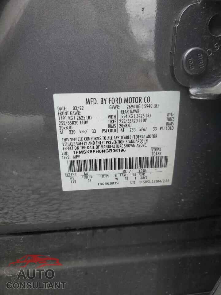 FORD EXPLORER 2022 - 1FMSK8FH0NGB06196