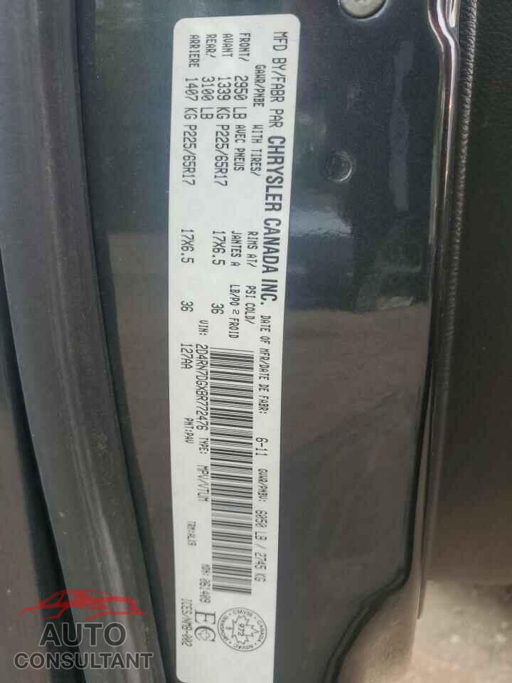DODGE CARAVAN 2011 - 2D4RN7DGXBR772476